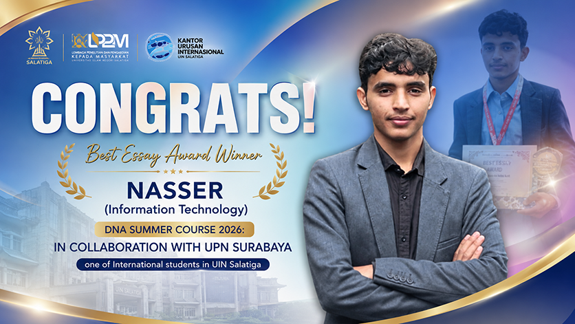 Mahasiswa Internasional Prodi Teknologi Informasi UIN Salatiga, Mohammed Nasser, Raih Penghargaan Best Essay di DNA Summer Course 2026